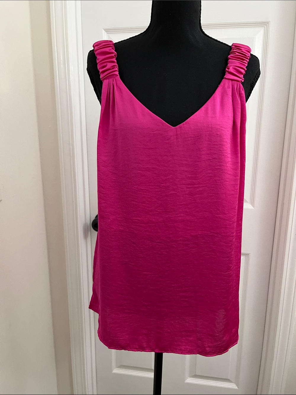1. State Fuchsia Ruched-Strap V-Neck Camisole